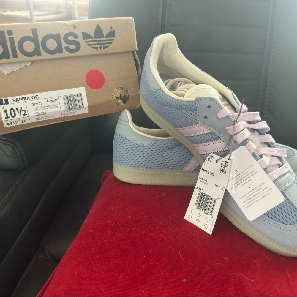 Adidas Samba OG Blue and Pink Athletic Shoes